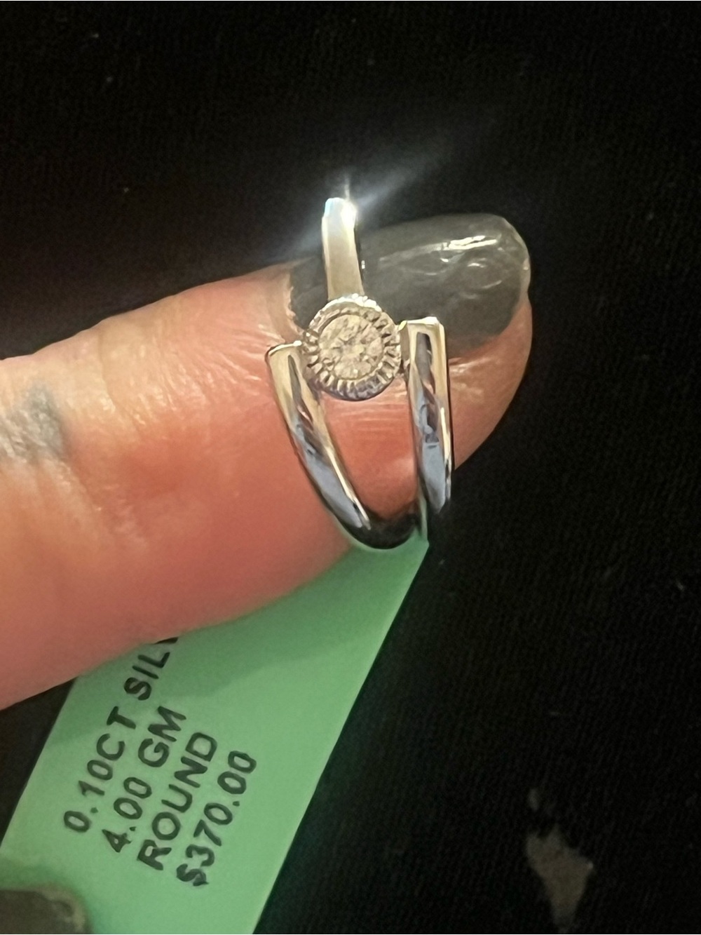 Sterling Silver Round Accent Ring with diamond Center
